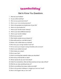 List of get to know you questions