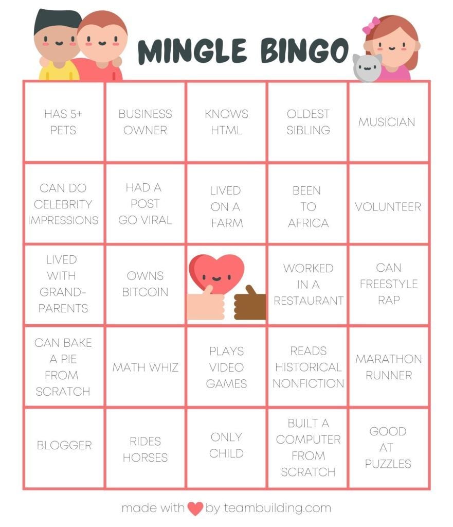 Virtual Mingle Bingo Gameboard